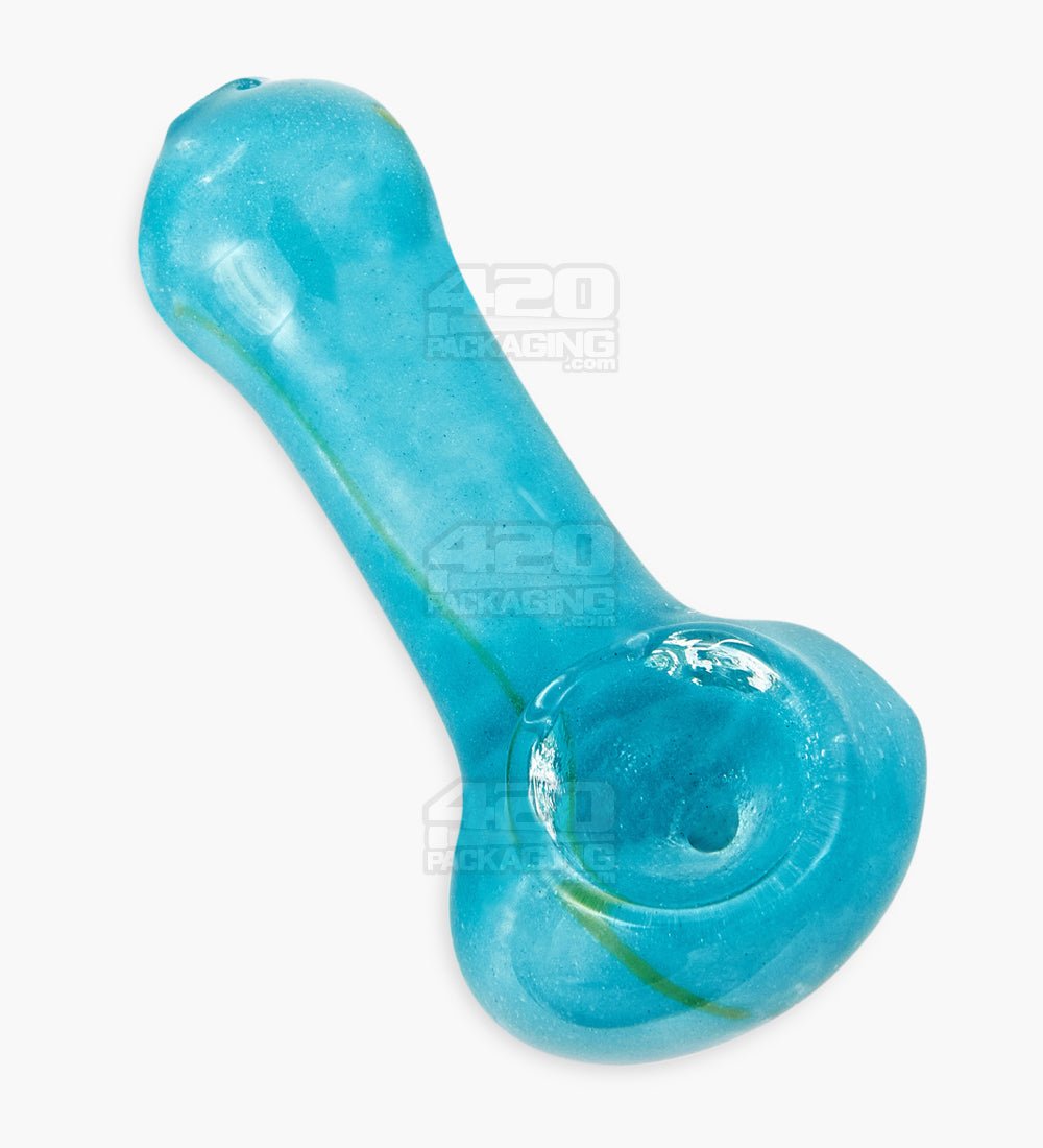 Striped & Frit Spoon Hand Pipe | 3in Long - Glass - Assorted - 6