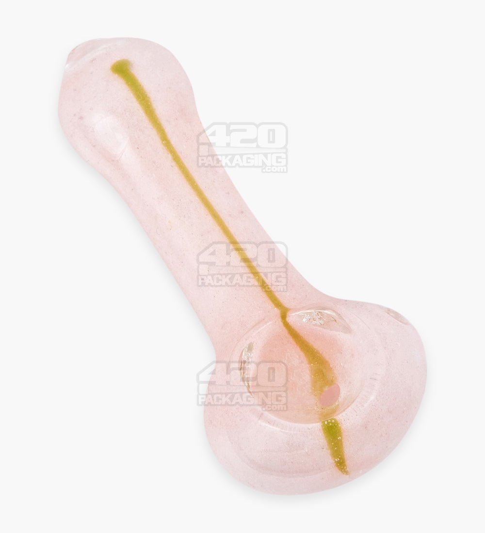 Striped & Frit Spoon Hand Pipe | 3in Long - Glass - Assorted - 11