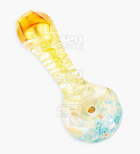 Spiral & Gold Fumed Spoon Hand Pipe w/ Frit | 3.5in Long - Glass - Assorted - 5