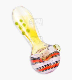 Swirl & Multi Fumed Spoon Hand Pipe w/ Multi Knockers | 5in Long - Glass - Assorted - 1