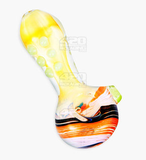 Swirl & Multi Fumed Spoon Hand Pipe w/ Multi Knockers | 5in Long - Glass - Assorted - 5
