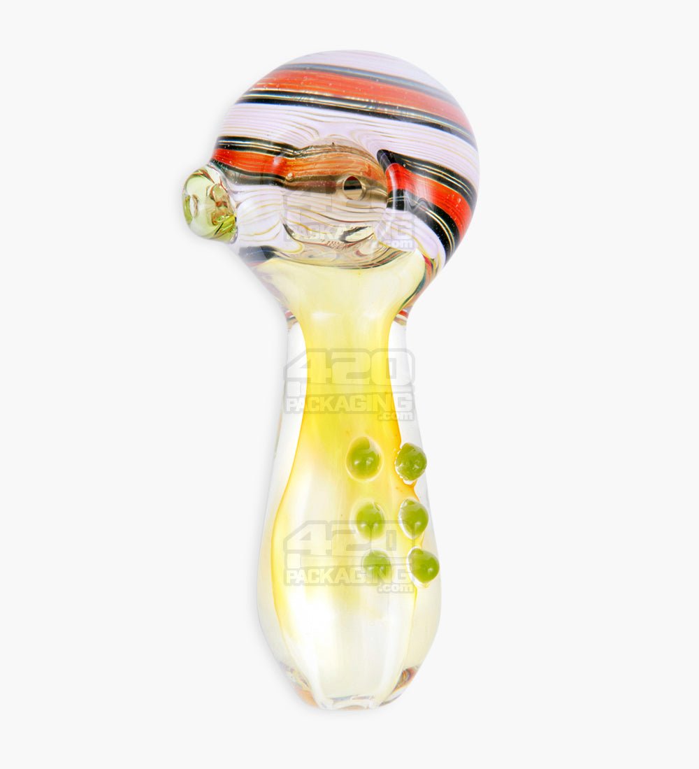 Swirl & Multi Fumed Spoon Hand Pipe w/ Multi Knockers | 5in Long - Glass - Assorted - 2