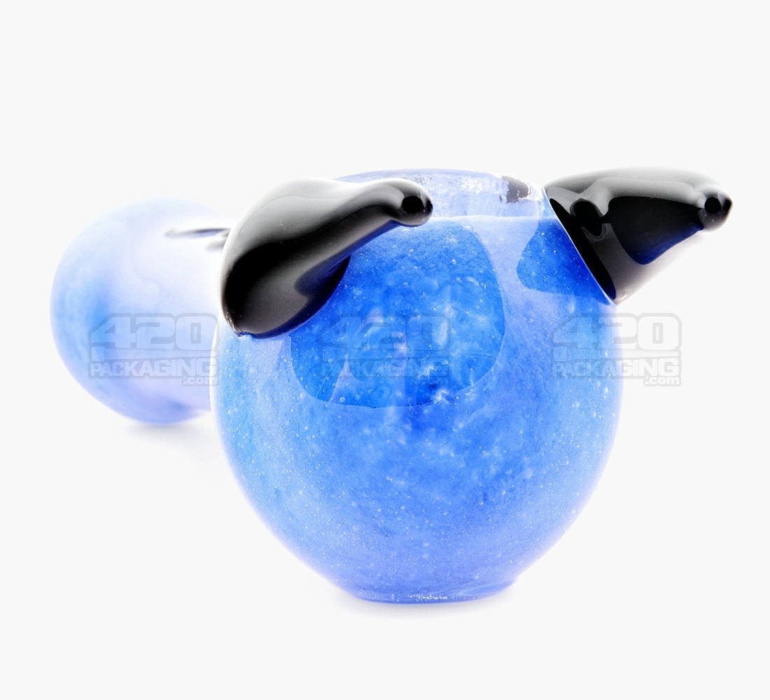 Frit Horned Spoon Hand Pipe | 5in Long - Glass - Slyme Blue - 5