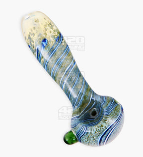 Frit & Spiral Spoon Hand Pipe w/ Knocker | 4in Long - Glass - Assorted - 7