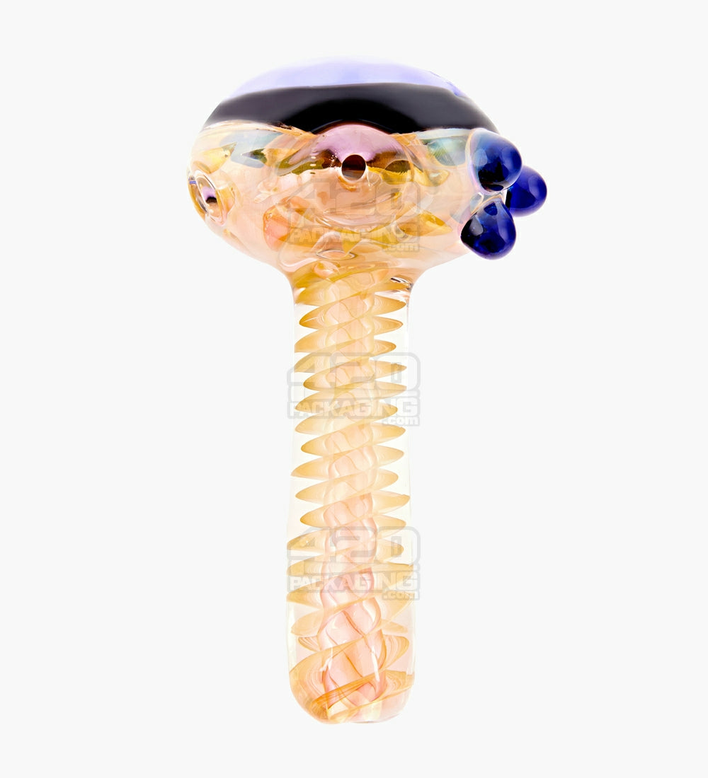 Spiral & Fumed Spoon Galaxy Hand Pipe | 4.5in Long - Glass - Green