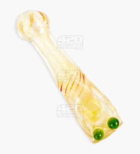 Spiral & Fumed Baseball Bat Hand Pipe w/ Double Knockers | 4.5in Long - Glass - Assorted - 7