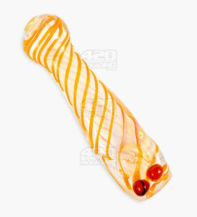Spiral & Fumed Baseball Bat Hand Pipe w/ Double Knockers | 4.5in Long - Glass - Assorted - 8