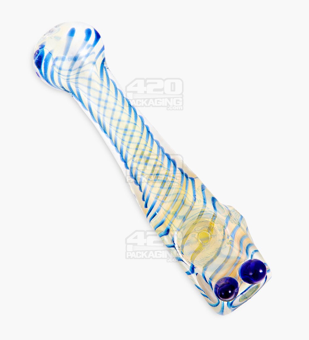 Spiral & Fumed Baseball Bat Hand Pipe w/ Double Knockers | 4.5in Long - Glass - Assorted - 6