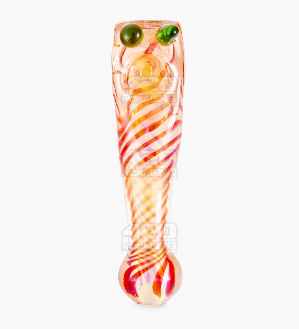 Spiral & Fumed Baseball Bat Hand Pipe w/ Double Knockers | 4.5in Long - Glass - Assorted - 2