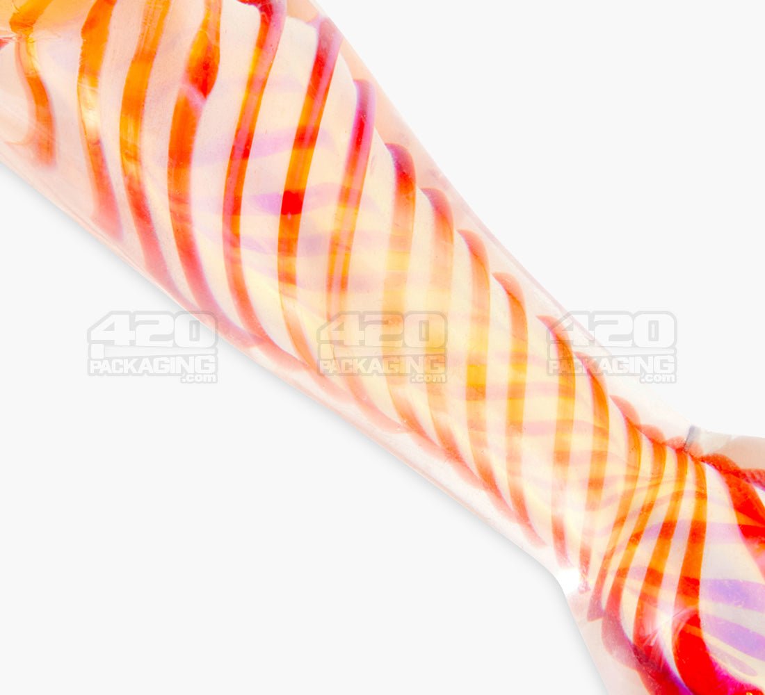 Spiral & Fumed Baseball Bat Hand Pipe w/ Double Knockers | 4.5in Long - Glass - Assorted - 3