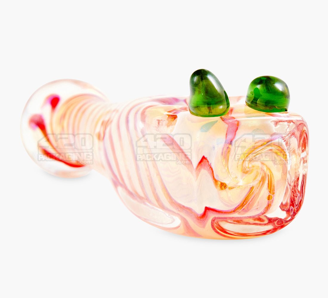 Spiral & Fumed Baseball Bat Hand Pipe w/ Double Knockers | 4.5in Long - Glass - Assorted - 4