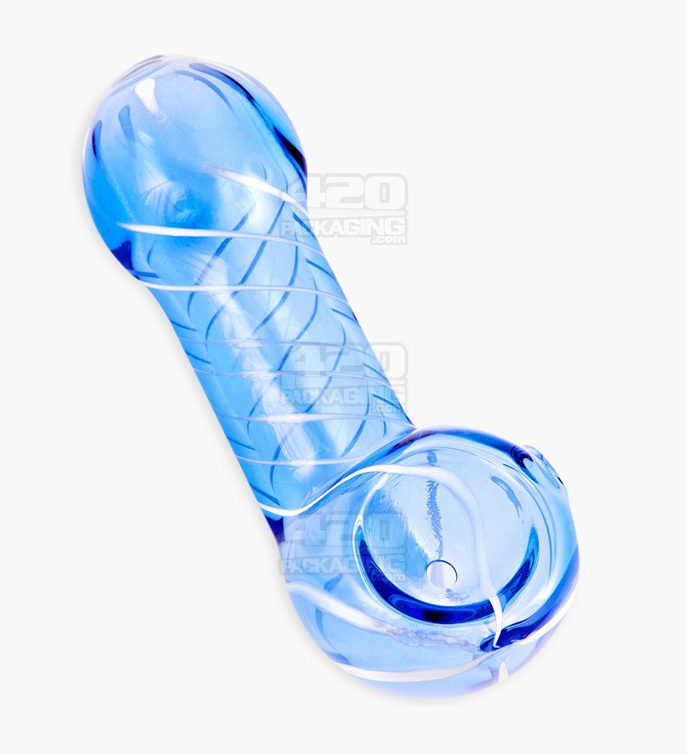 Spiral Sherlock Hand Pipe | 4.5in Long - Glass - Assorted - 5