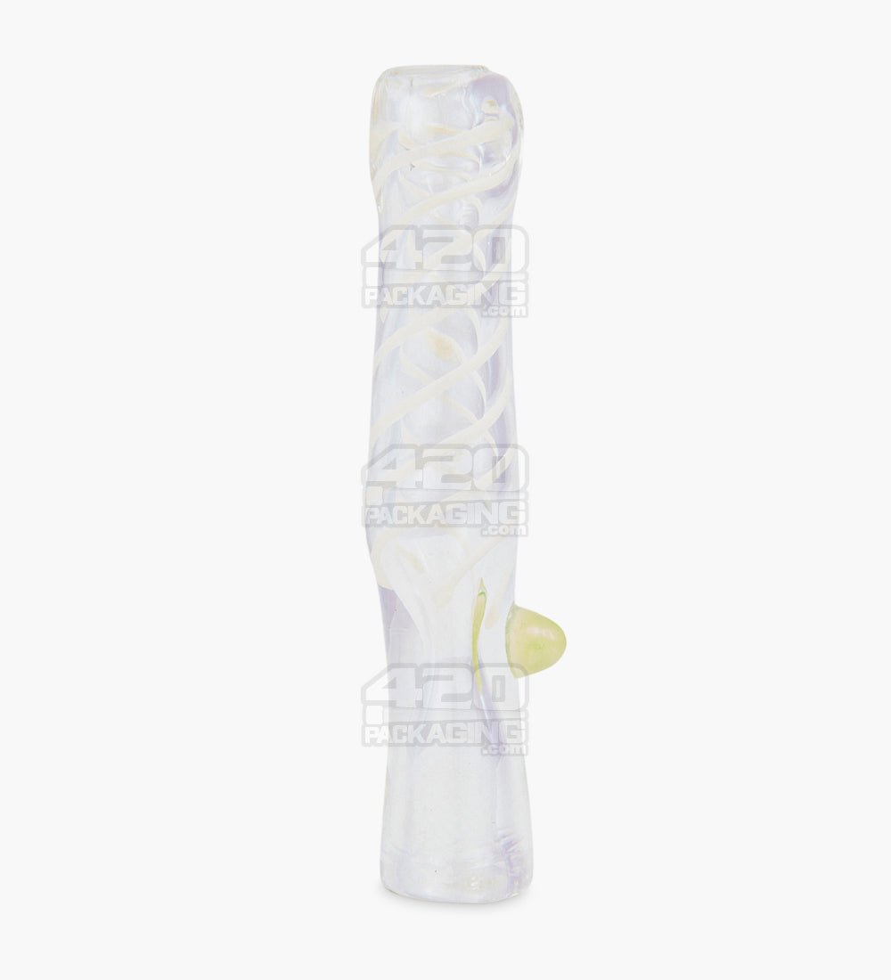 Spiral Chillum Hand Pipe w/ Knocker | 3.75in Long - Glass - Assorted - 6