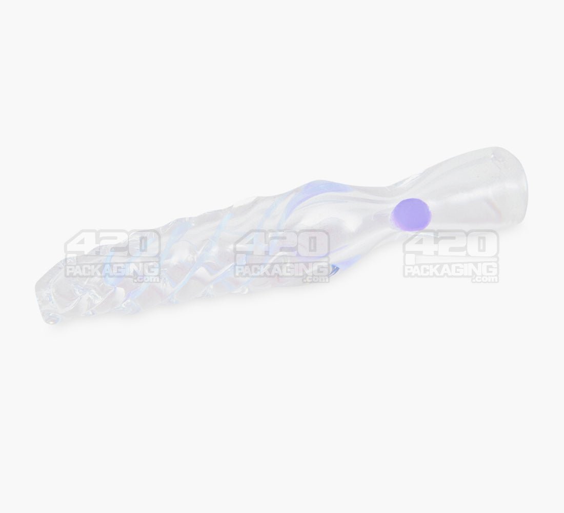 Spiral Chillum Hand Pipe w/ Knocker | 3.75in Long - Glass - Assorted - 2