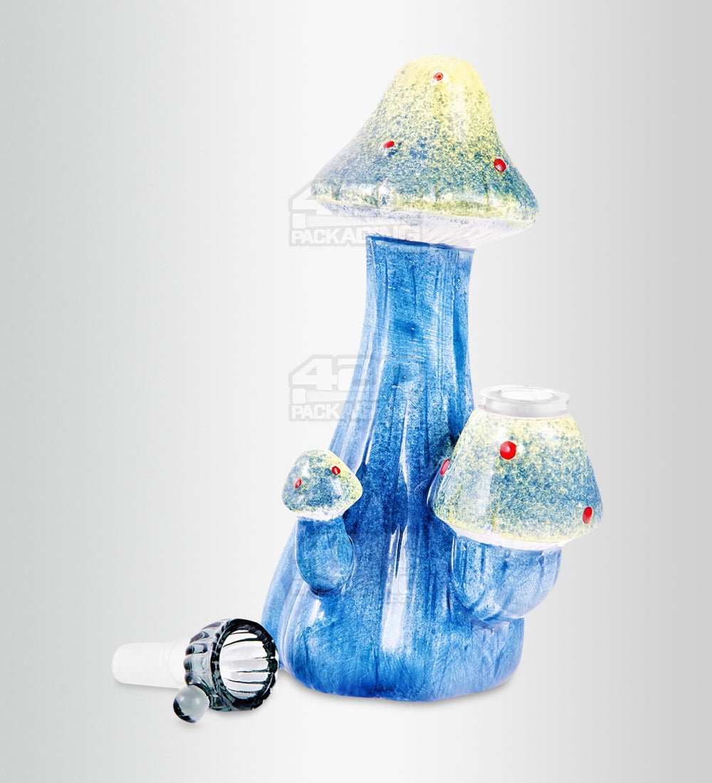 Mushroom Painted Ceramic Pipe | 7in Tall - Glass Bowl - Mixed - 2