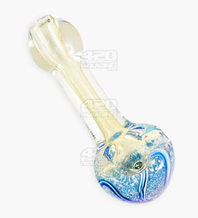 Frit & Fumed Spoon Hand Pipe w/ Swirls | 3.5in Long - Glass - Assorted - 1