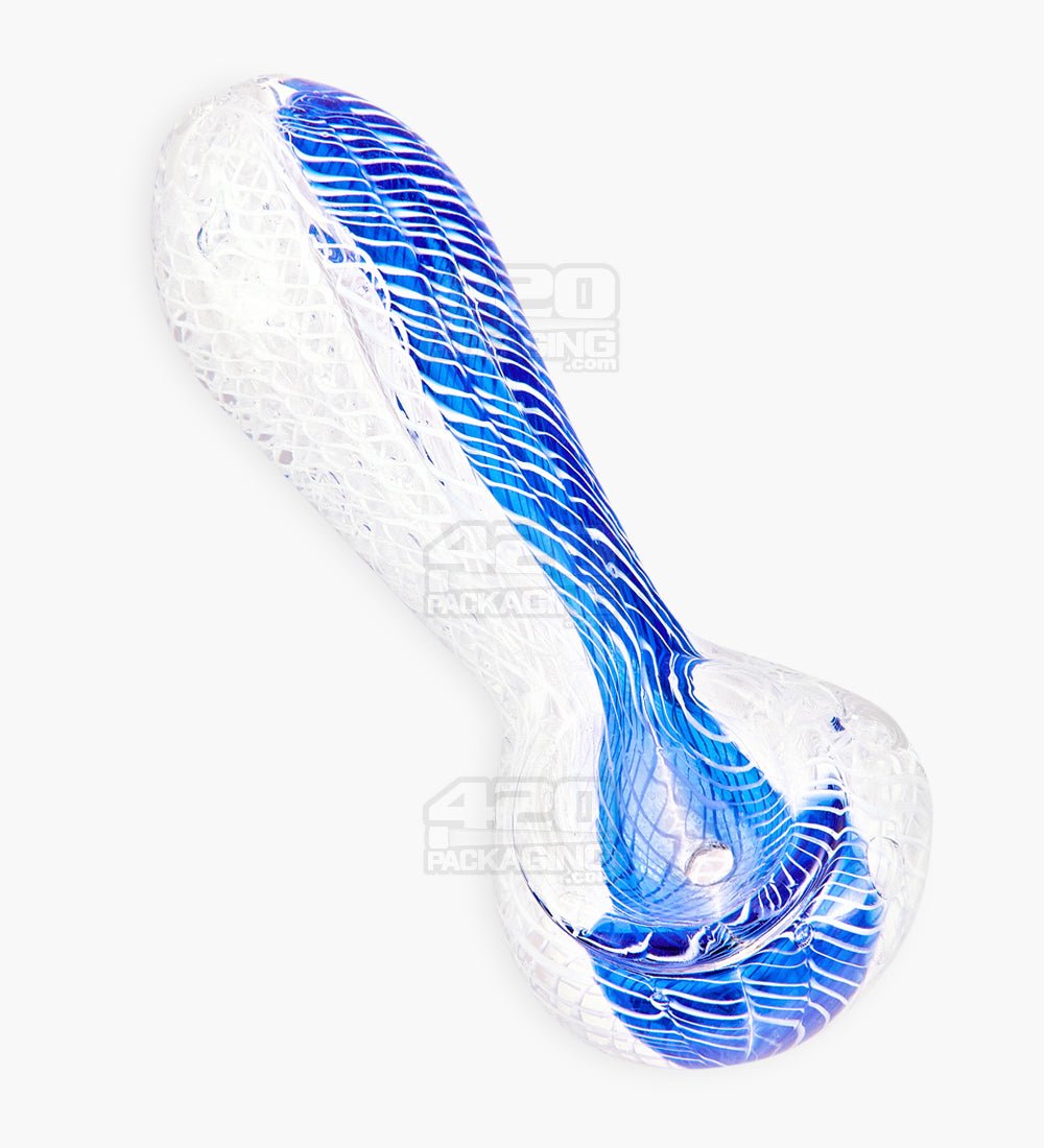 Raked & Ribboned Spoon Hand Pipe | 3.5in Long - Glass - Assorted - 5