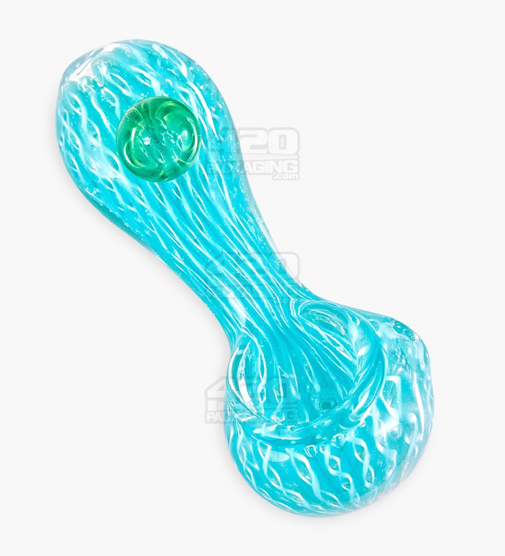 Raked & Ribboned Spoon Hand Pipe | 3.5in Long - Glass - Assorted - 1