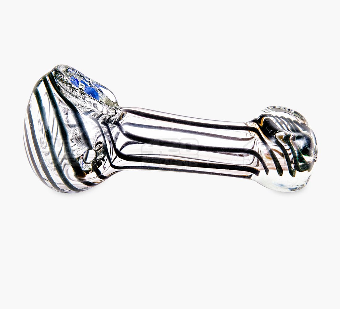Spiral & Fumed Spoon Hand Pipe w/ Triple Knockers | 3.5in Long - Glass - Assorted - 2