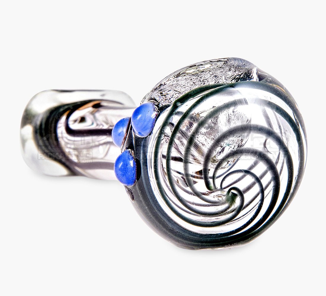 Spiral & Fumed Spoon Hand Pipe w/ Triple Knockers | 3.5in Long - Glass - Assorted - 3