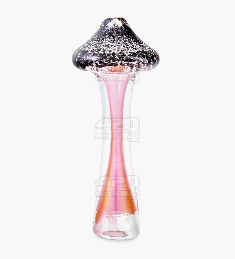 Frit & Fumed Mushroom Chillum Hand Pipe | 3in Long - Glass - Assorted - 5