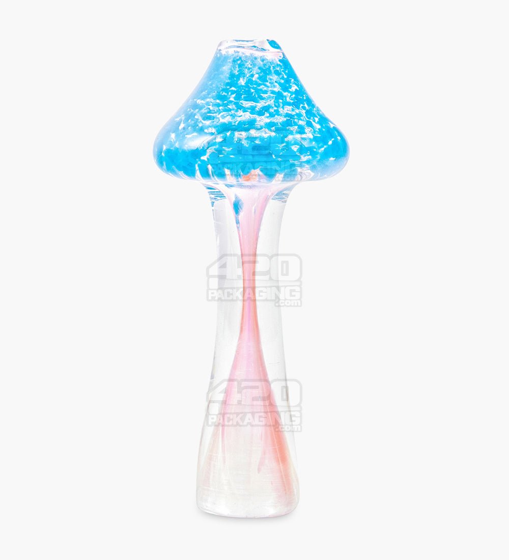 Frit & Fumed Mushroom Chillum Hand Pipe | 3in Long - Glass - Assorted - 1