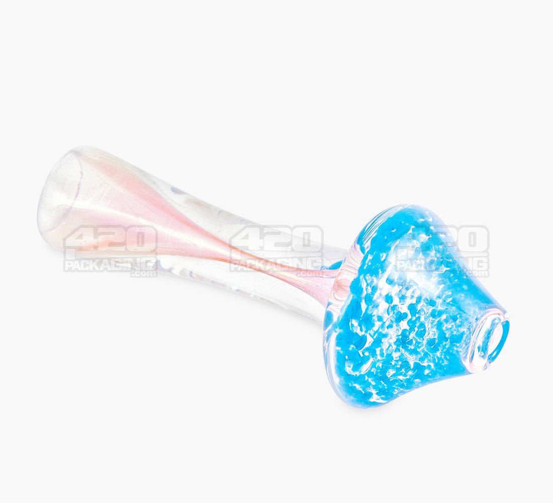 Frit & Fumed Mushroom Chillum Hand Pipe | 3in Long - Glass - Assorted - 2