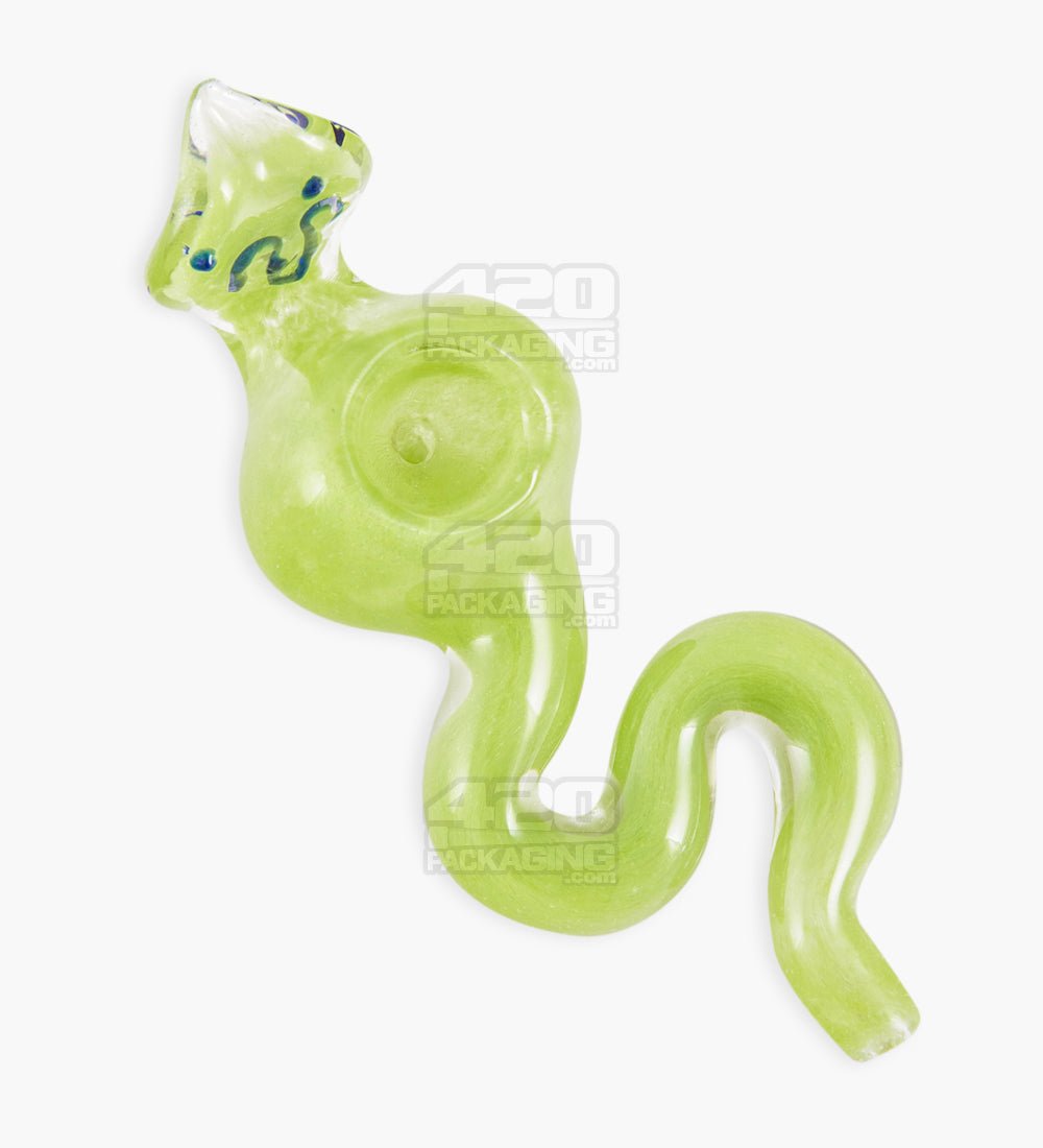 Frit Snake Hand Pipe w/ Swirls | 5in Long - Glass - Assorted - 5