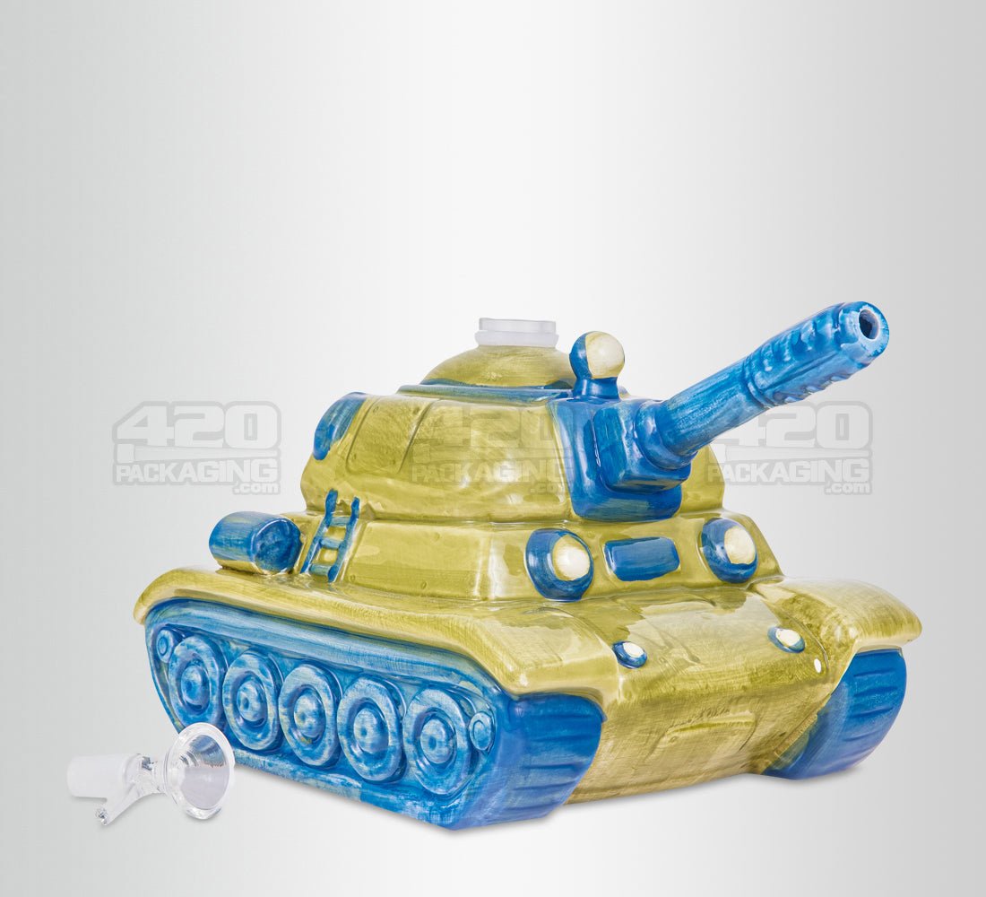 Military Tank Painted Ceramic Pipe | 8in - 14mm Bowl - Mixed - 2