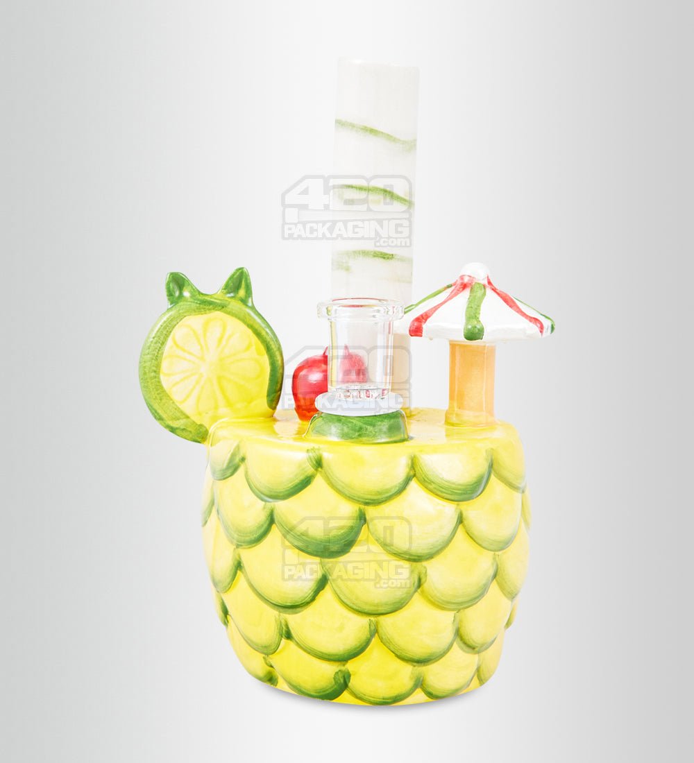 Pina Colada Pineapple Cocktail Ceramic Pipe w/ Built in Bowl | 7in Tall - 14mm Bowl - Mixed - 2