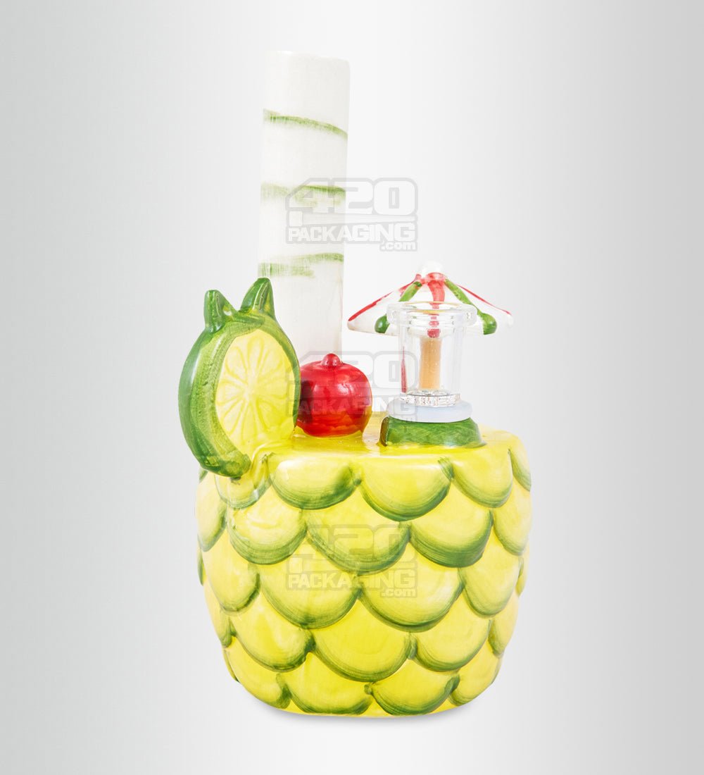 Pina Colada Pineapple Cocktail Ceramic Pipe w/ Built in Bowl | 7in Tall - 14mm Bowl - Mixed - 1