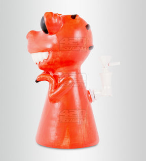 Crimson Baby Dinosaur Ceramic Pipe | 8in Tall - 14mm Bowl - Red - 3