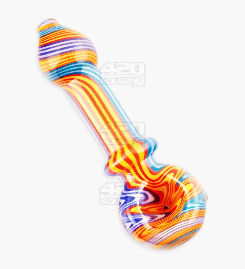 Wig Wag & Swirl Spoon Hand Pipe | 4.5in Long - Glass - Assorted - 1