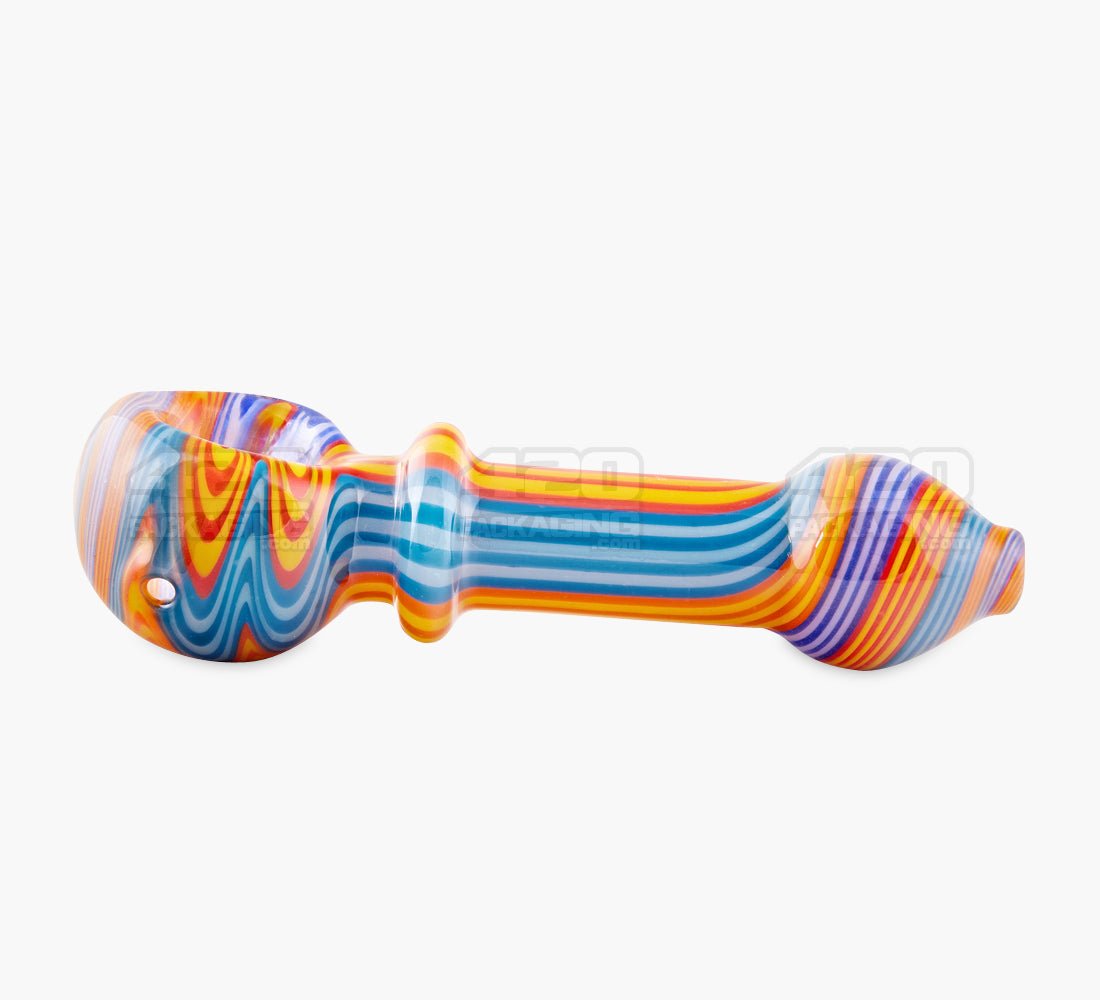 Wig Wag & Swirl Spoon Hand Pipe | 4.5in Long - Glass - Assorted - 5