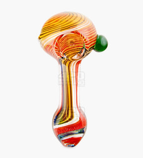 Striped & Fumed Spoon Hand Pipe w/ Wide Mouthpiece | 4.25in Long - Glass - Assorted - 2