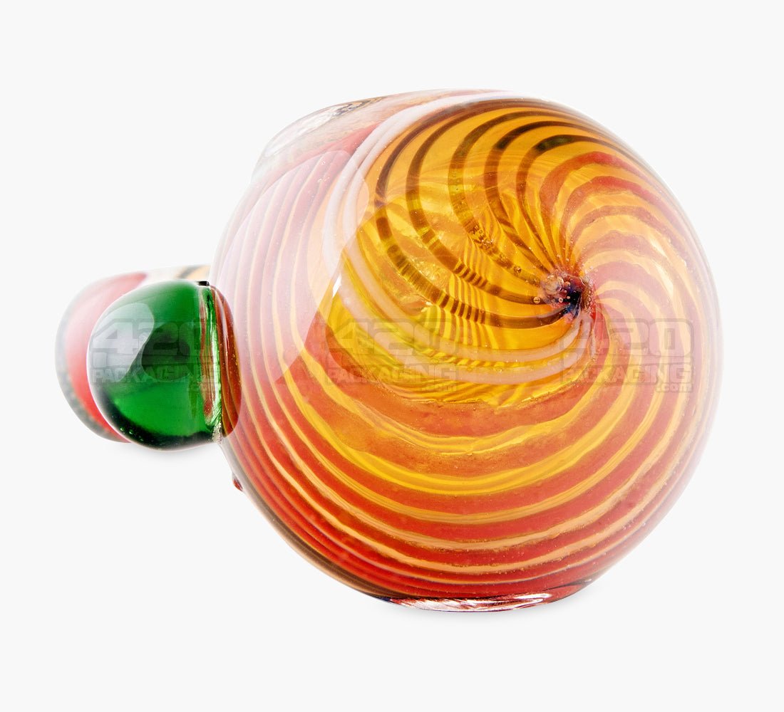 Striped & Fumed Spoon Hand Pipe w/ Wide Mouthpiece | 4.25in Long - Glass - Assorted - 4