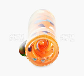 Speckled & Frit Chillum Hand Pipe w/ Single Knocker | 3.5in Long - Glass - Assorted - 2