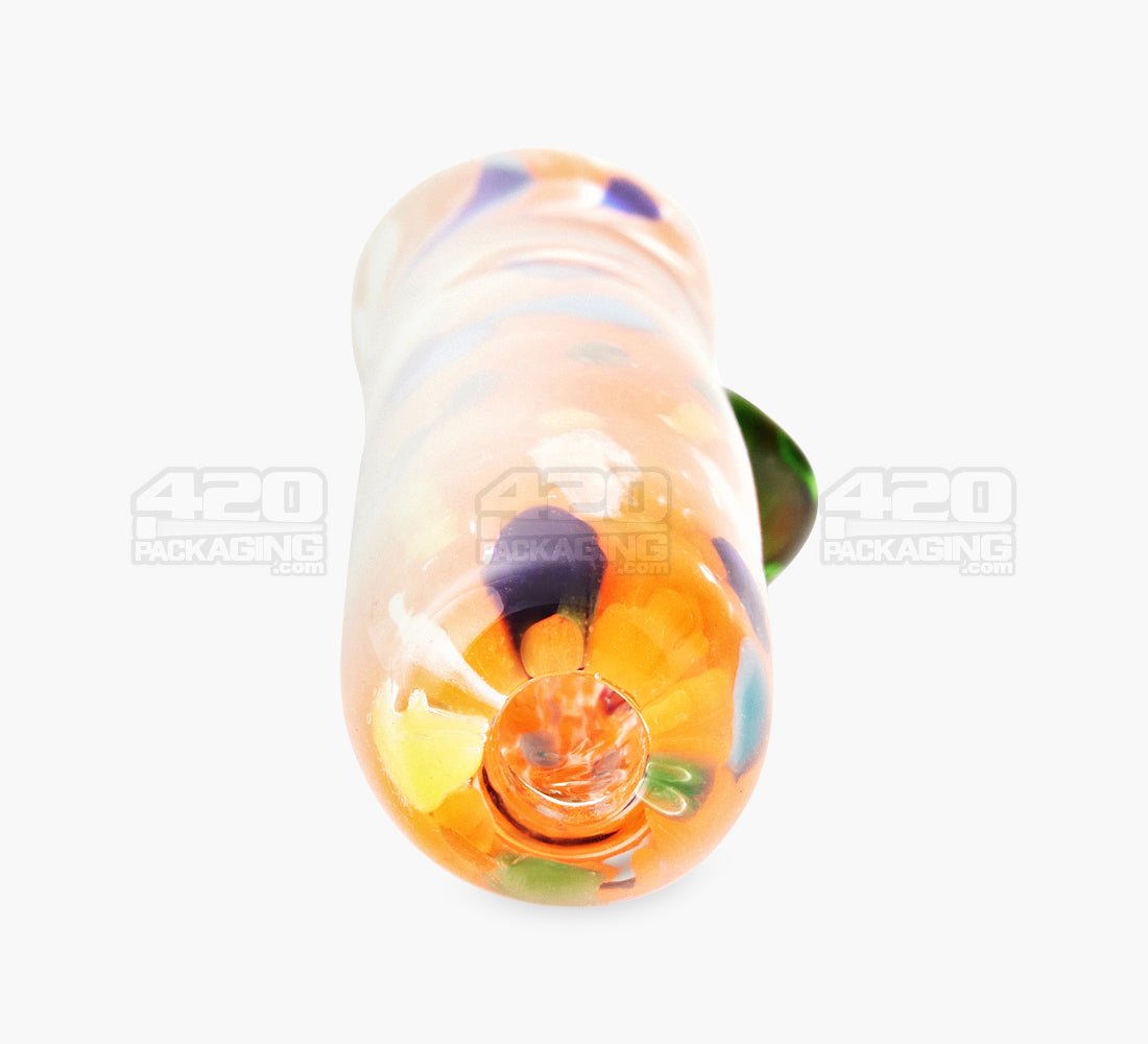 Speckled & Frit Chillum Hand Pipe w/ Single Knocker | 3.5in Long - Glass - Assorted - 3