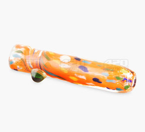 Speckled & Frit Chillum Hand Pipe w/ Single Knocker | 3.5in Long - Glass - Assorted - 5
