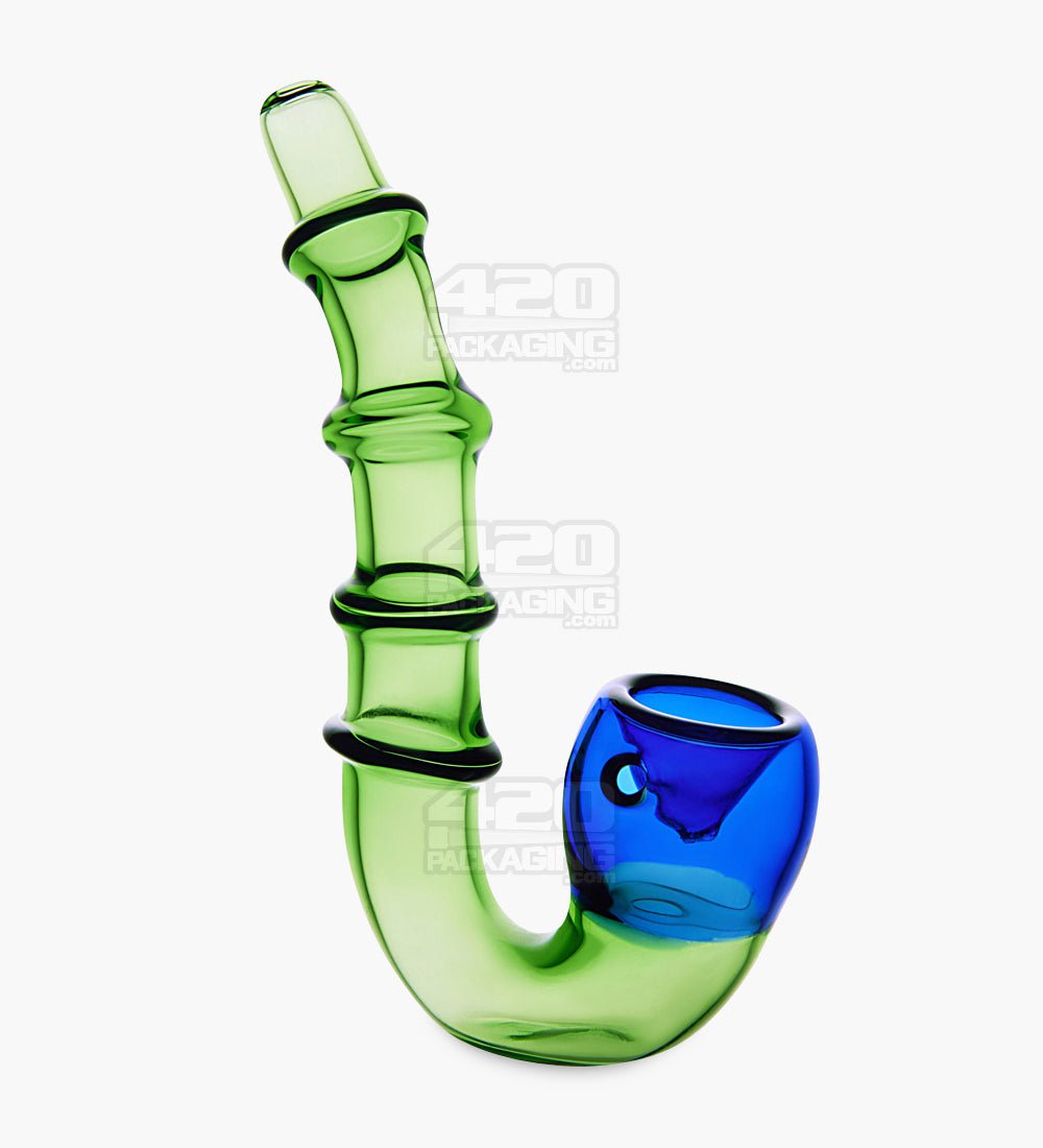 Multi Ringed Sherlock Hand Pipe | 5in Long - Glass - Assorted - 1
