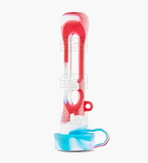 Silicone Cover Glass Chillum Hand Pipe w/ Closing Cap | 3.5in Long - Silicone/Glass - Assorted - 8