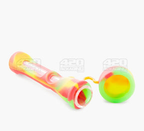Silicone Cover Glass Chillum Hand Pipe w/ Closing Cap | 3.5in Long - Silicone/Glass - Assorted - 2