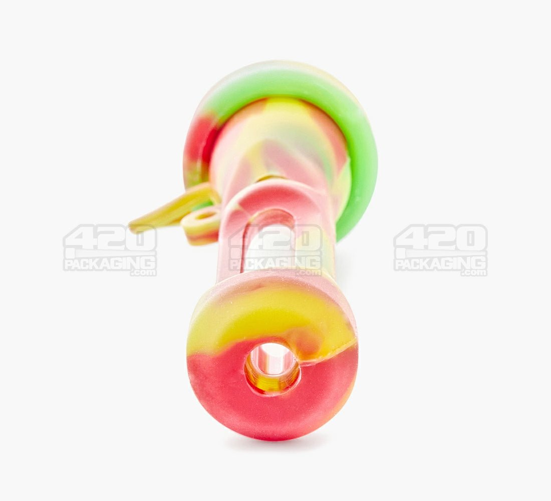 Silicone Cover Glass Chillum Hand Pipe w/ Closing Cap | 3.5in Long - Silicone/Glass - Assorted - 4