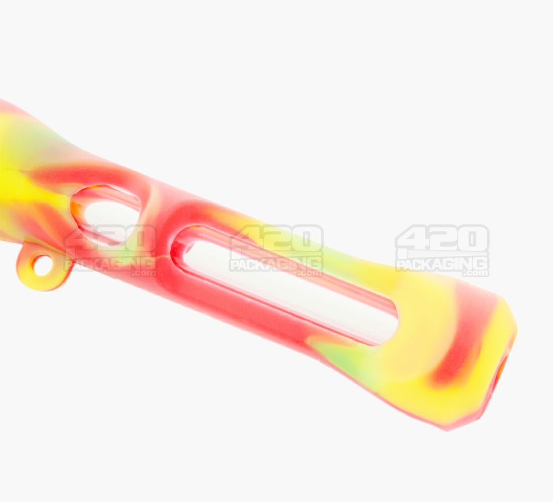 Silicone Cover Glass Chillum Hand Pipe w/ Closing Cap | 3.5in Long - Silicone/Glass - Assorted - 5