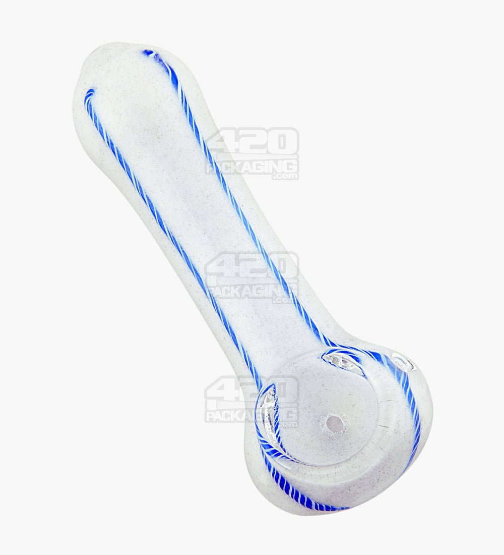 Ribboned & Striped Thick Hand Pipe | 4.5in Long - Glass - Assorted - 2