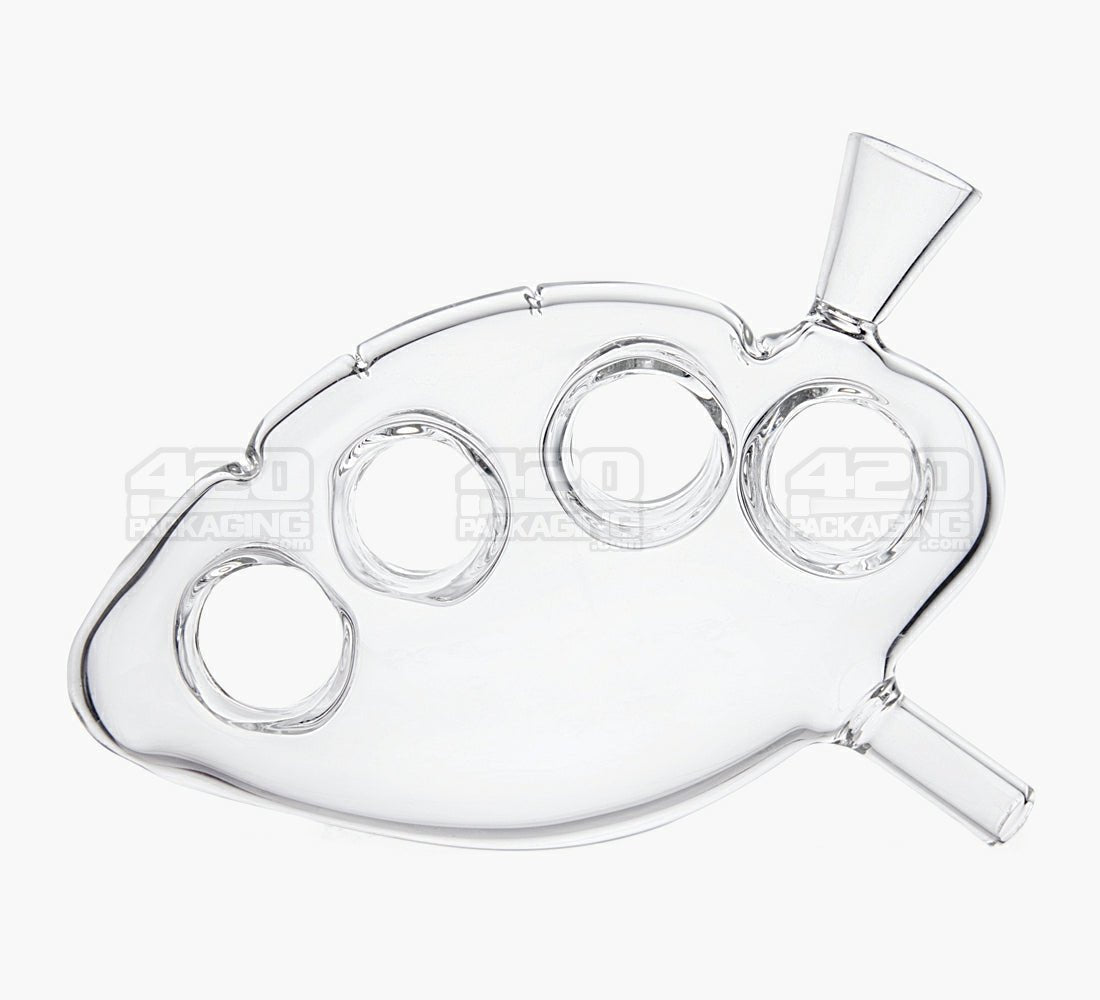 Knuckle Duster Hand Pipe w/ Bowl | 4.5in Long - Glass - Clear - 2