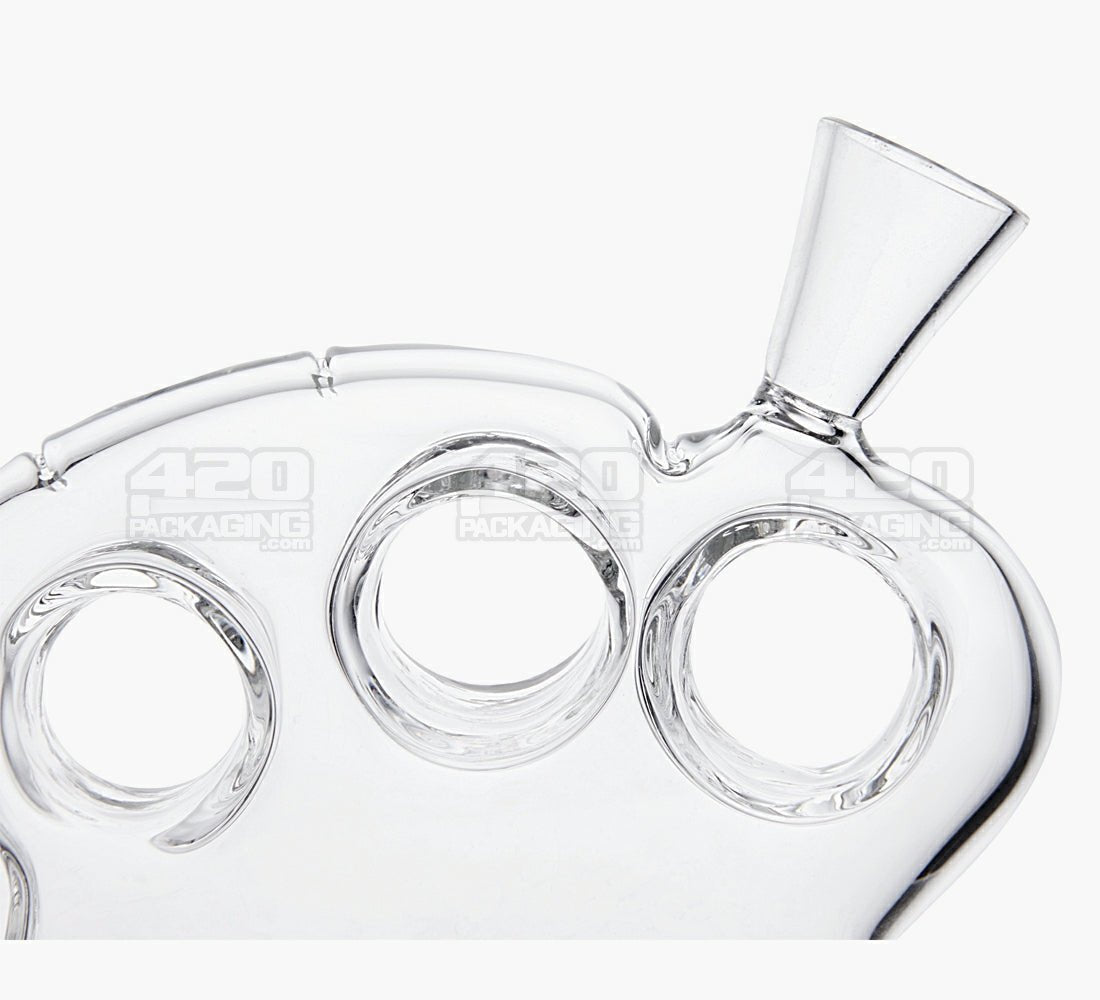 Knuckle Duster Hand Pipe w/ Bowl | 4.5in Long - Glass - Clear - 5