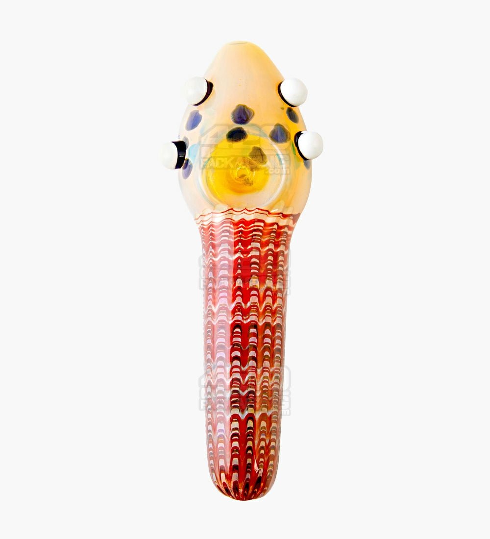 Print Speckled & Fumed Raked Spoon Hand Pipe | 5in Long - Glass - Assorted - 2