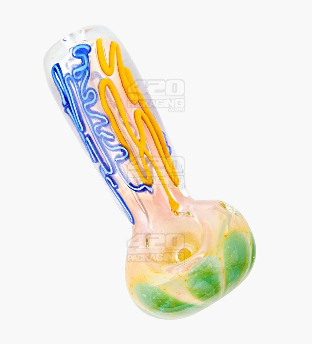 Swirl & Fumed Spiral Spoon Hand Pipe | 4.5in Long - Glass - Assorted - 1