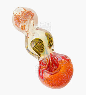 Frit & Fumed Spoon Hand Pipe w/ Ribboning | 4.5in Long - Glass - Assorted - 6